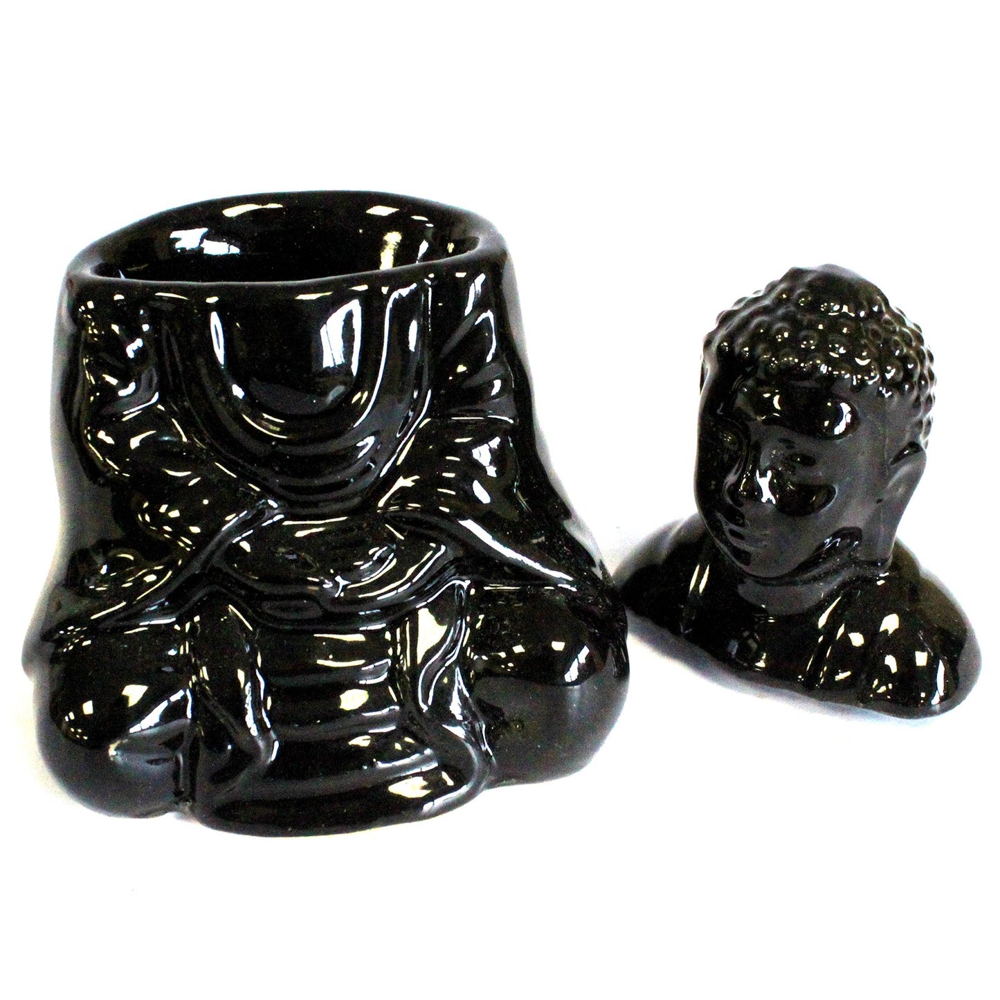 Sitting Buddha Oil Burner - Black