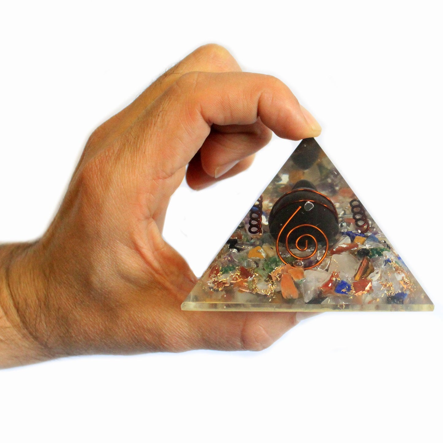 Med Orgonite Pyramid 60mm Gemchips, Copper, Turtle