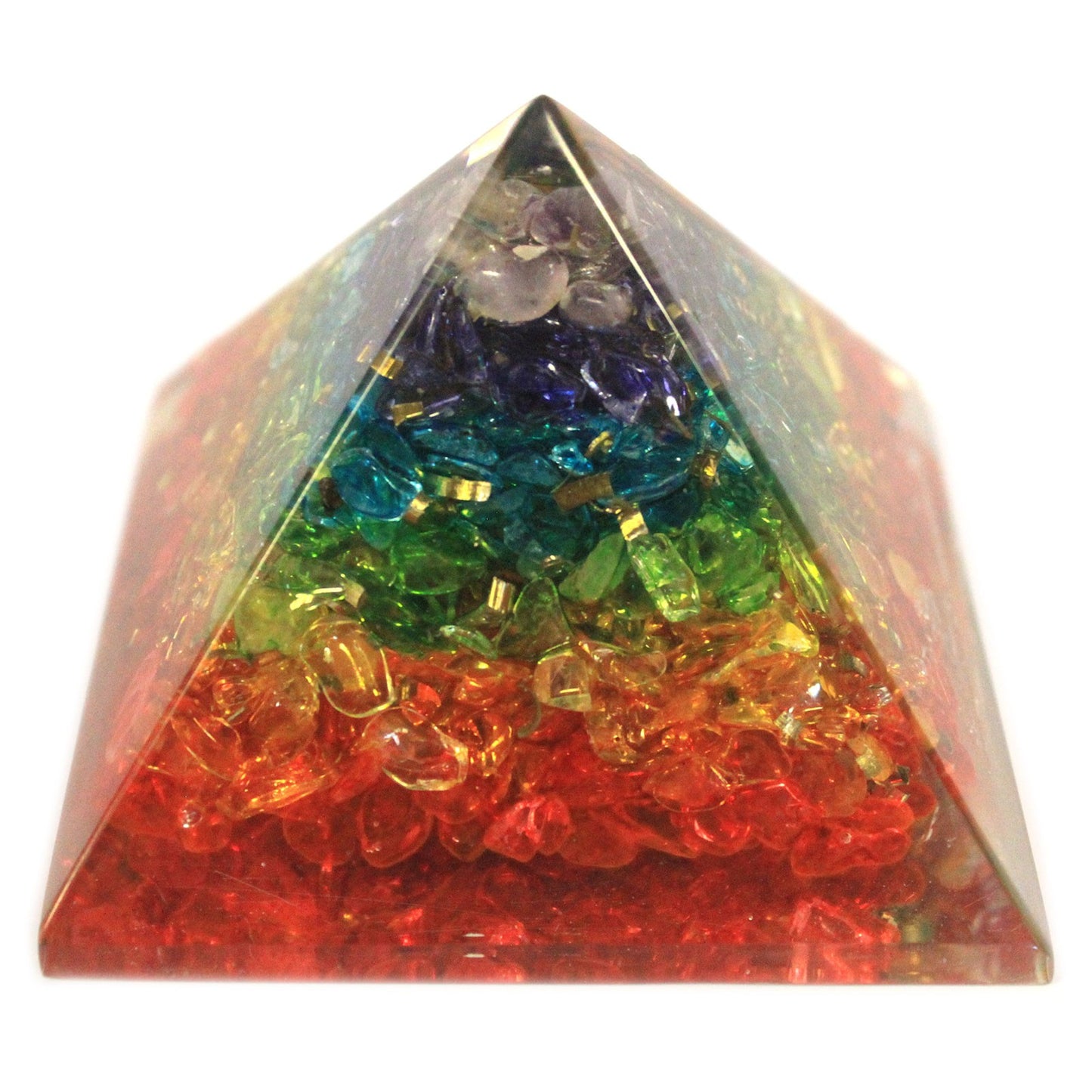 Lrg Orgonite Pyramid 70mm - Chakra Gemchips