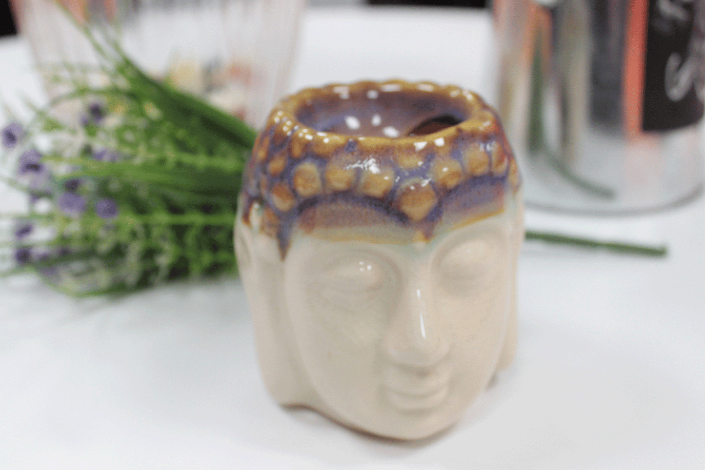Buddha Oil Burner - Ivory & Mint
