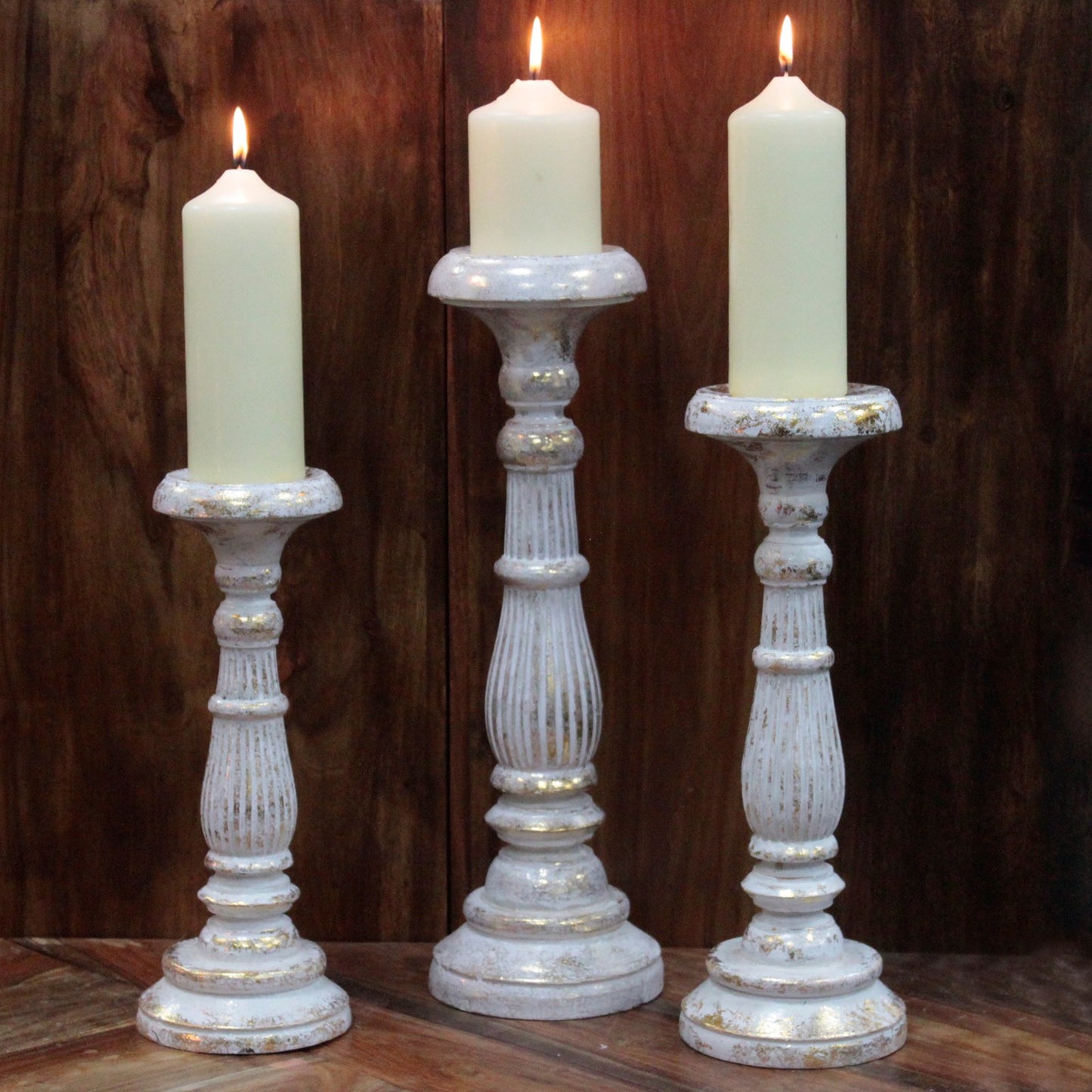 Large Candle Stand - White Gold