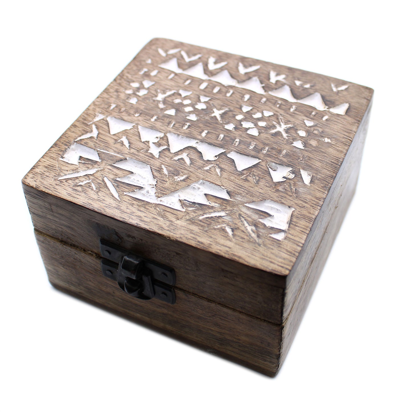 White Washed Wooden Box - 4x4 Slavic Design