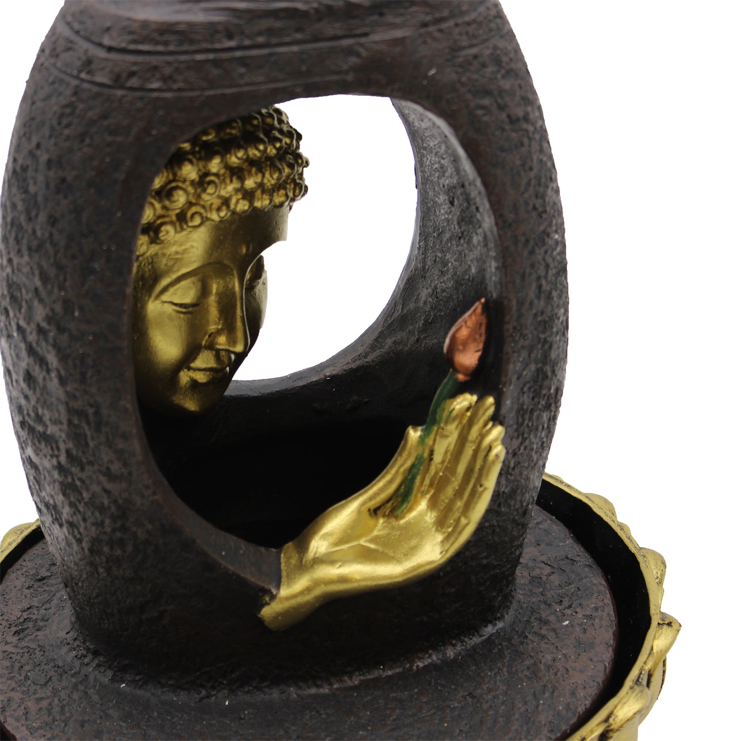 Tabletop Water Feature - 30cm - Golden Buddha & Vitarka Mudra