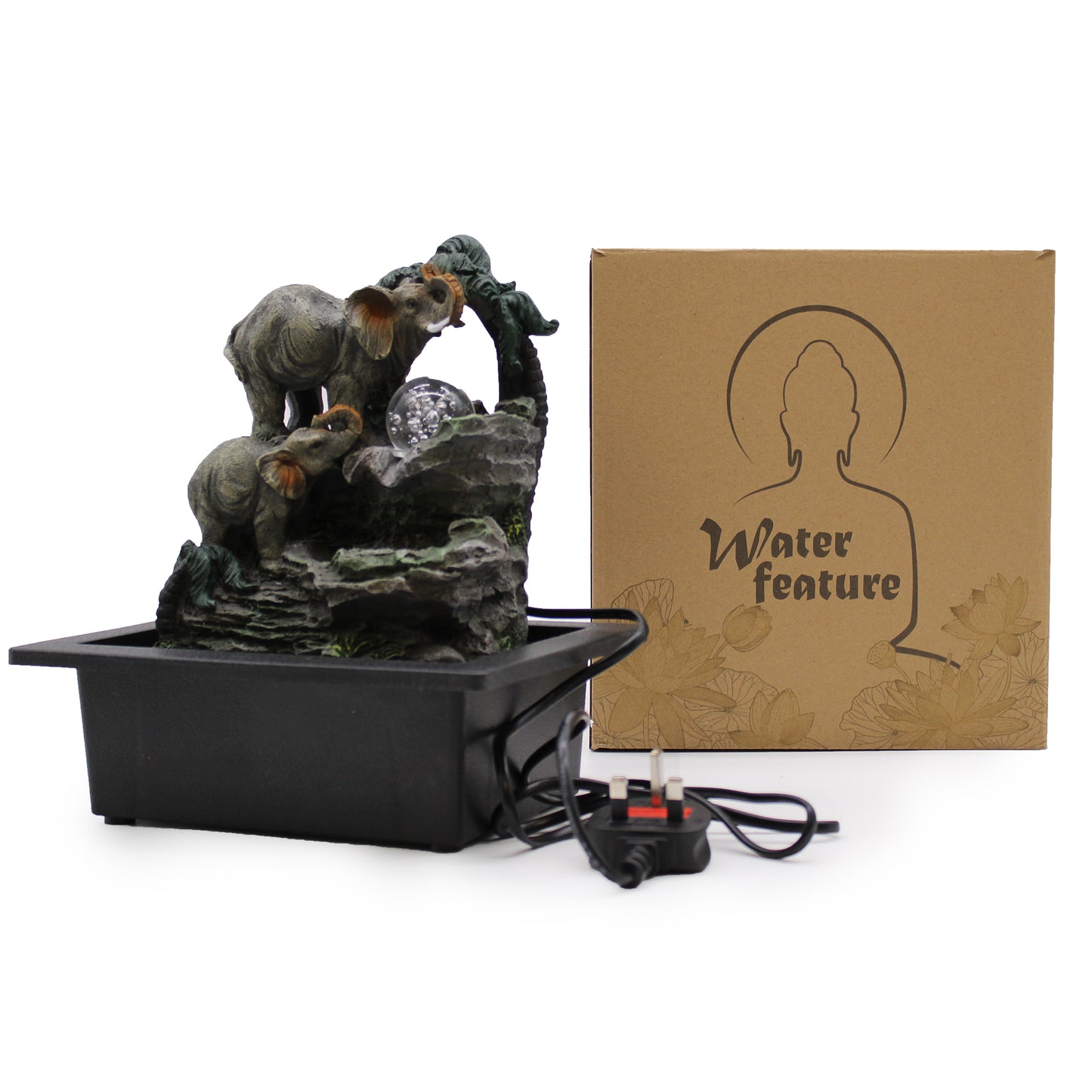 Tabletop Water Feature - 30cm - Elephant Family