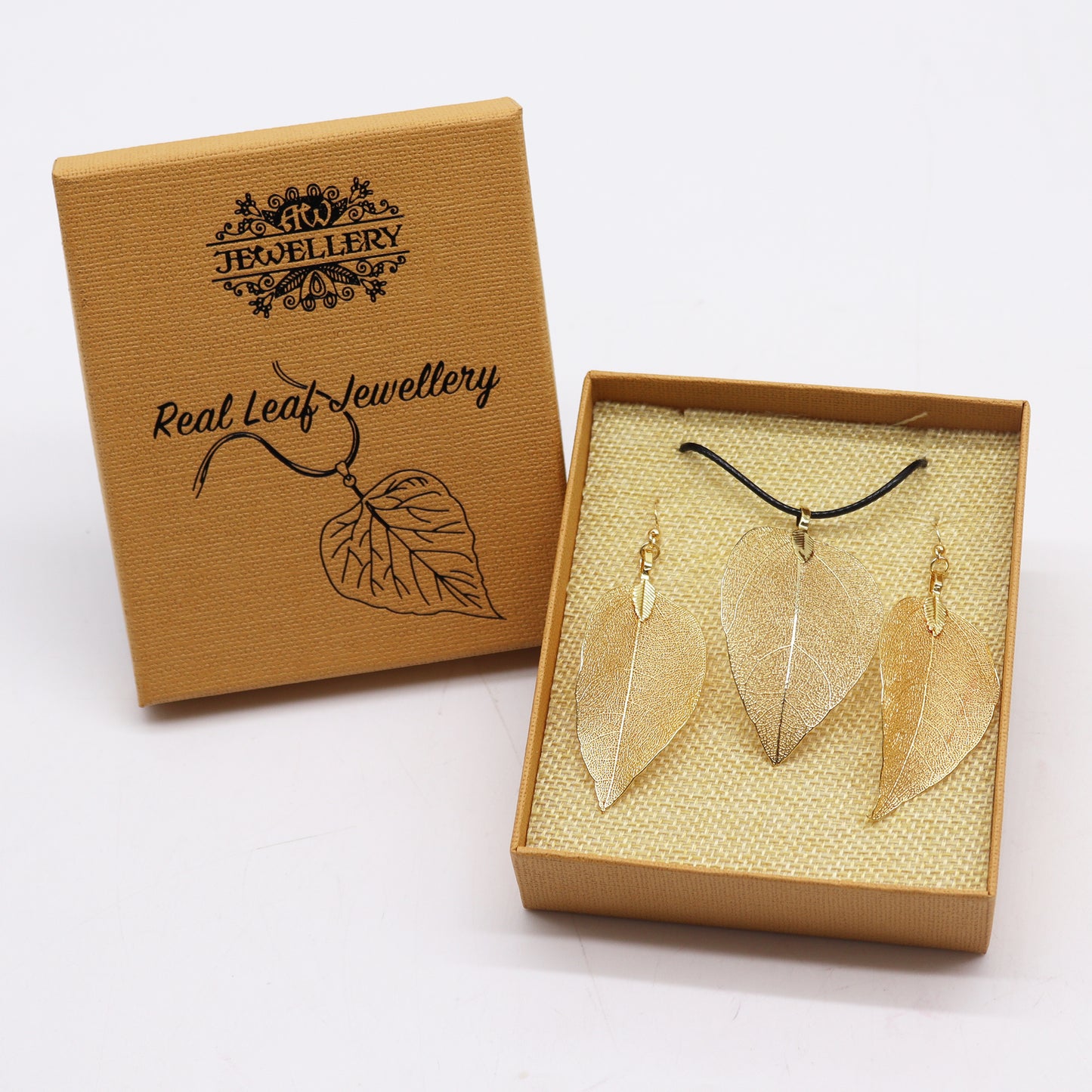 Necklace & Earring Set - Bravery Leaf - Gold