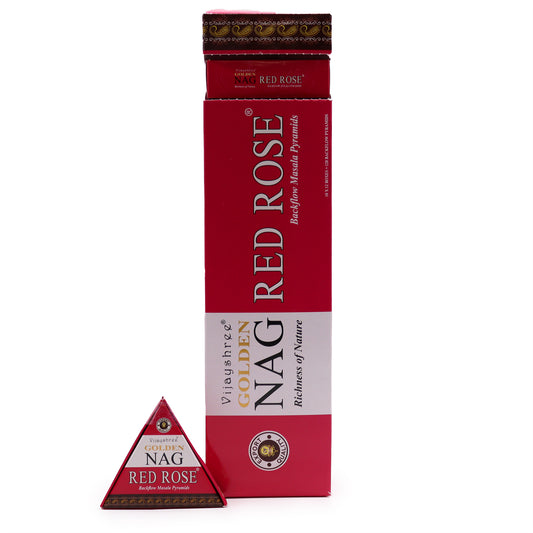 42g Jumbo Golden Nag - Red Rose Backflow Incense Cones