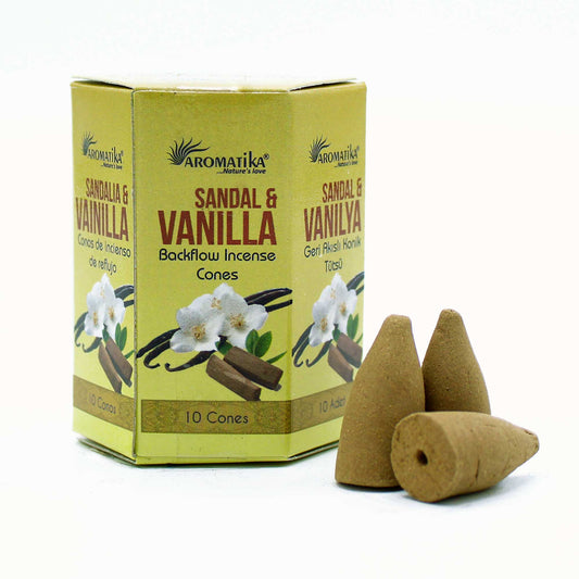 Pack of 10 Masala Backflow Incense - Sandalwood & Vanilla