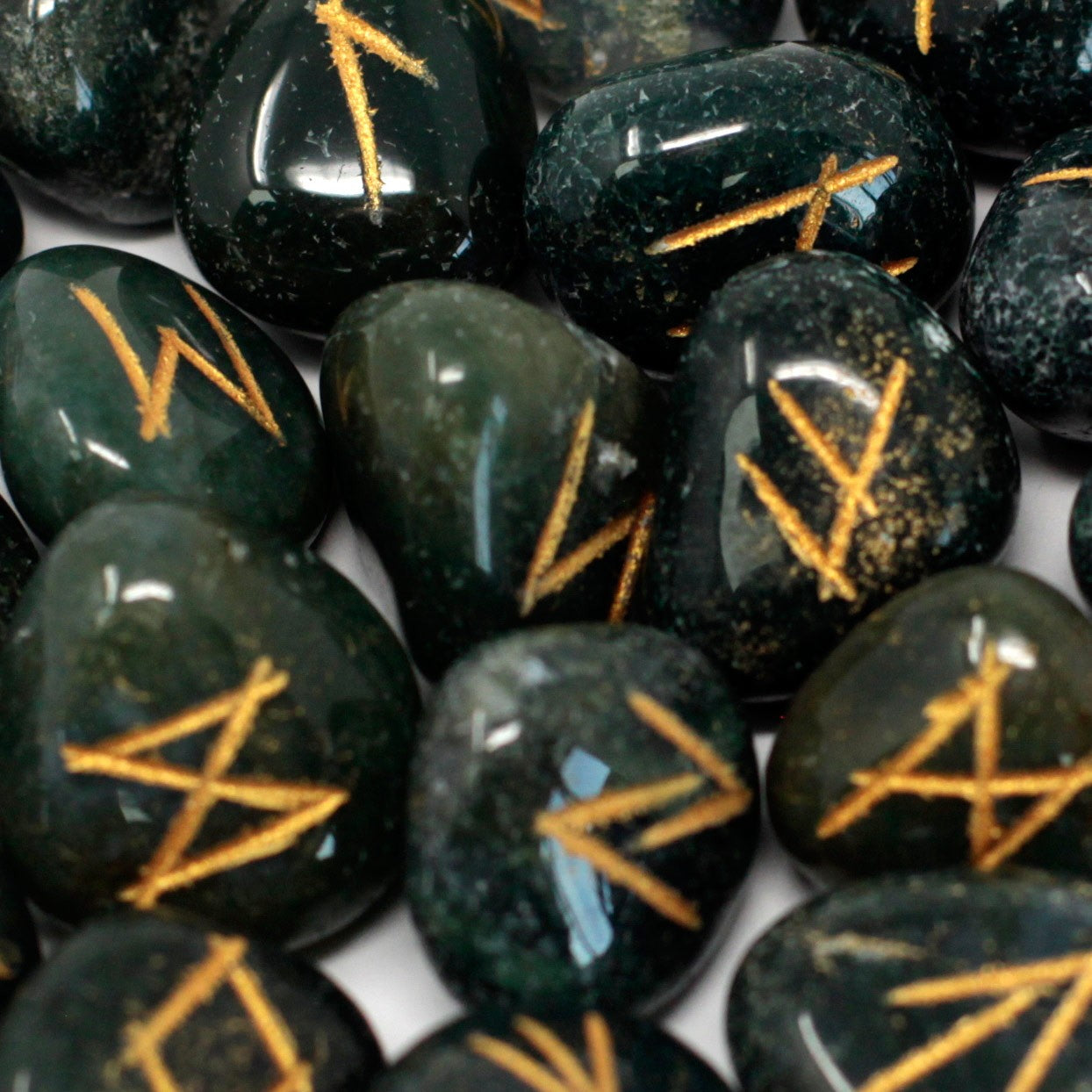 Runes Stone Set in Pouch  - Bloodstone