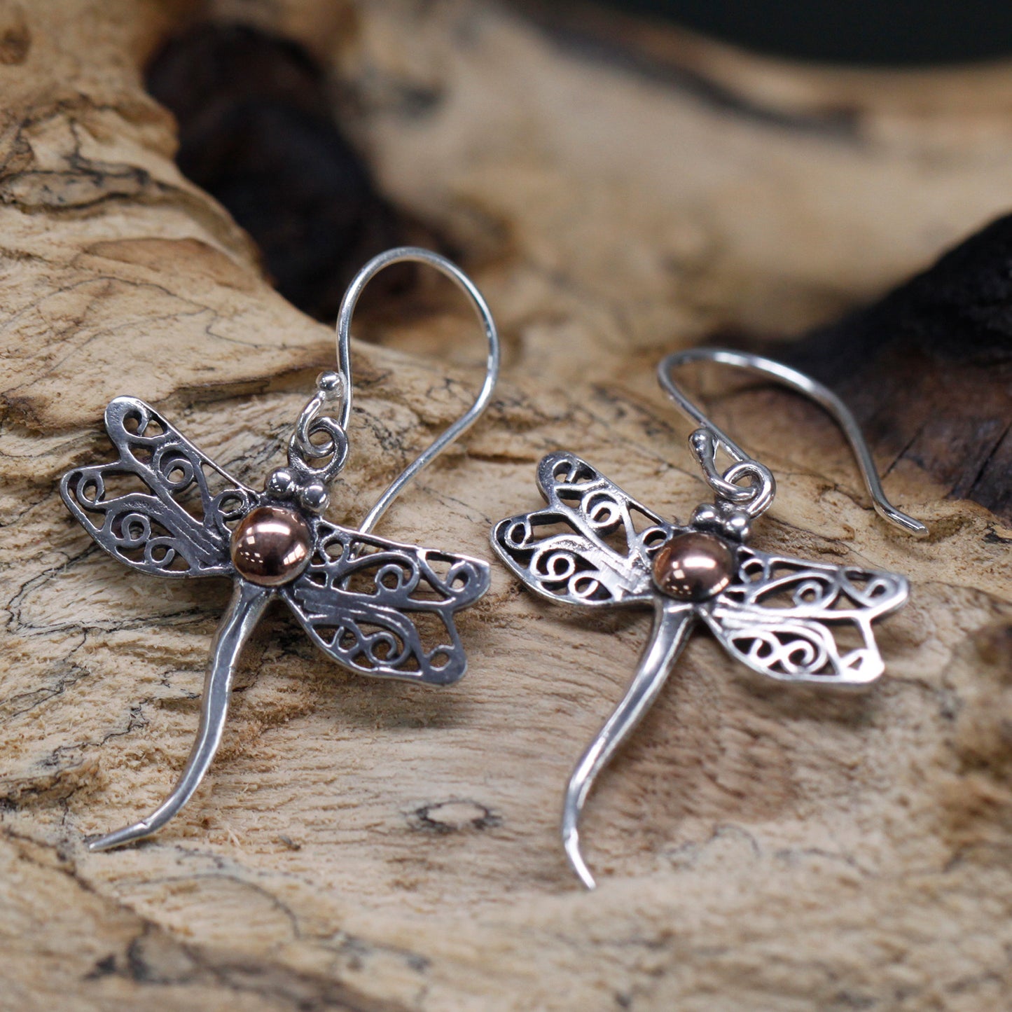 Silver & Gold Earring - Dragonflies