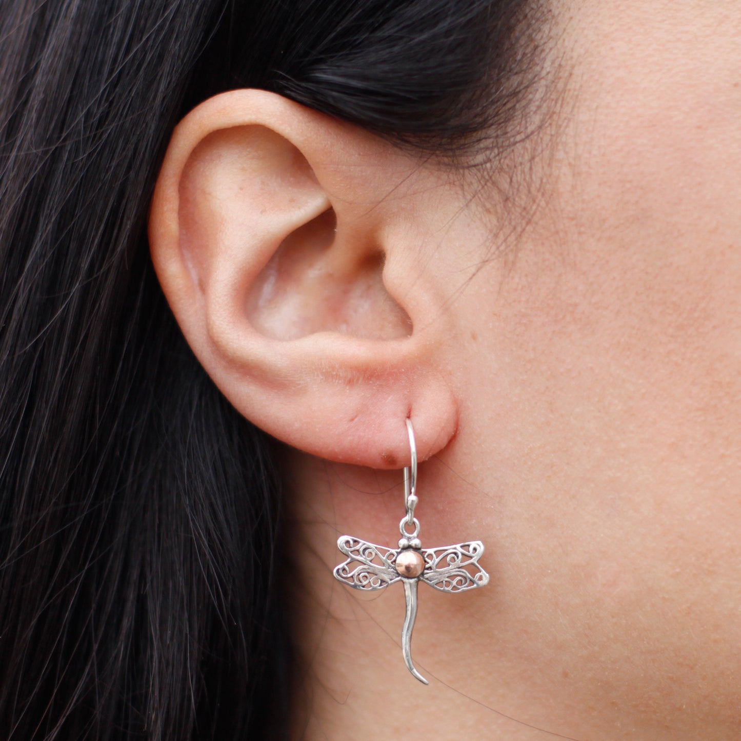 Silver & Gold Earring - Dragonflies