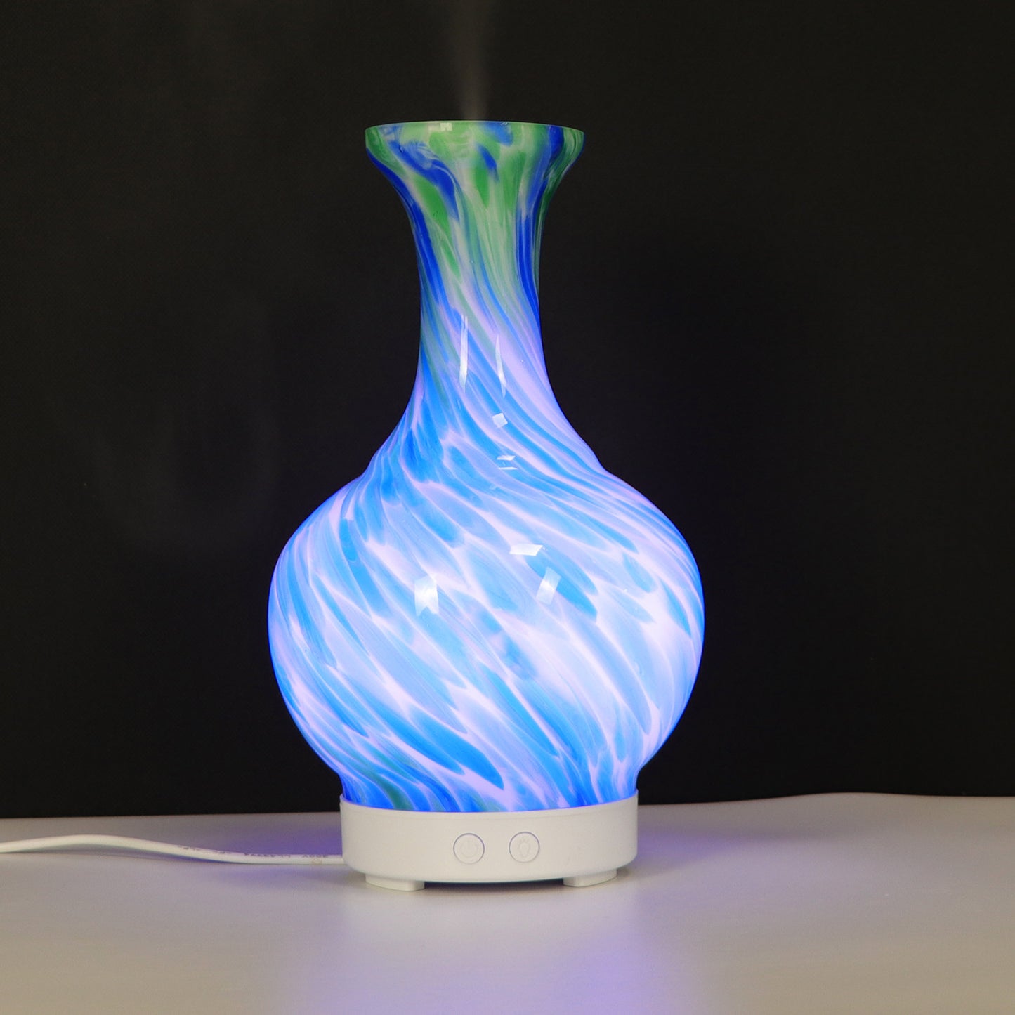 Aroma Atomiser - Glass Vase Blue and Green UK Plug