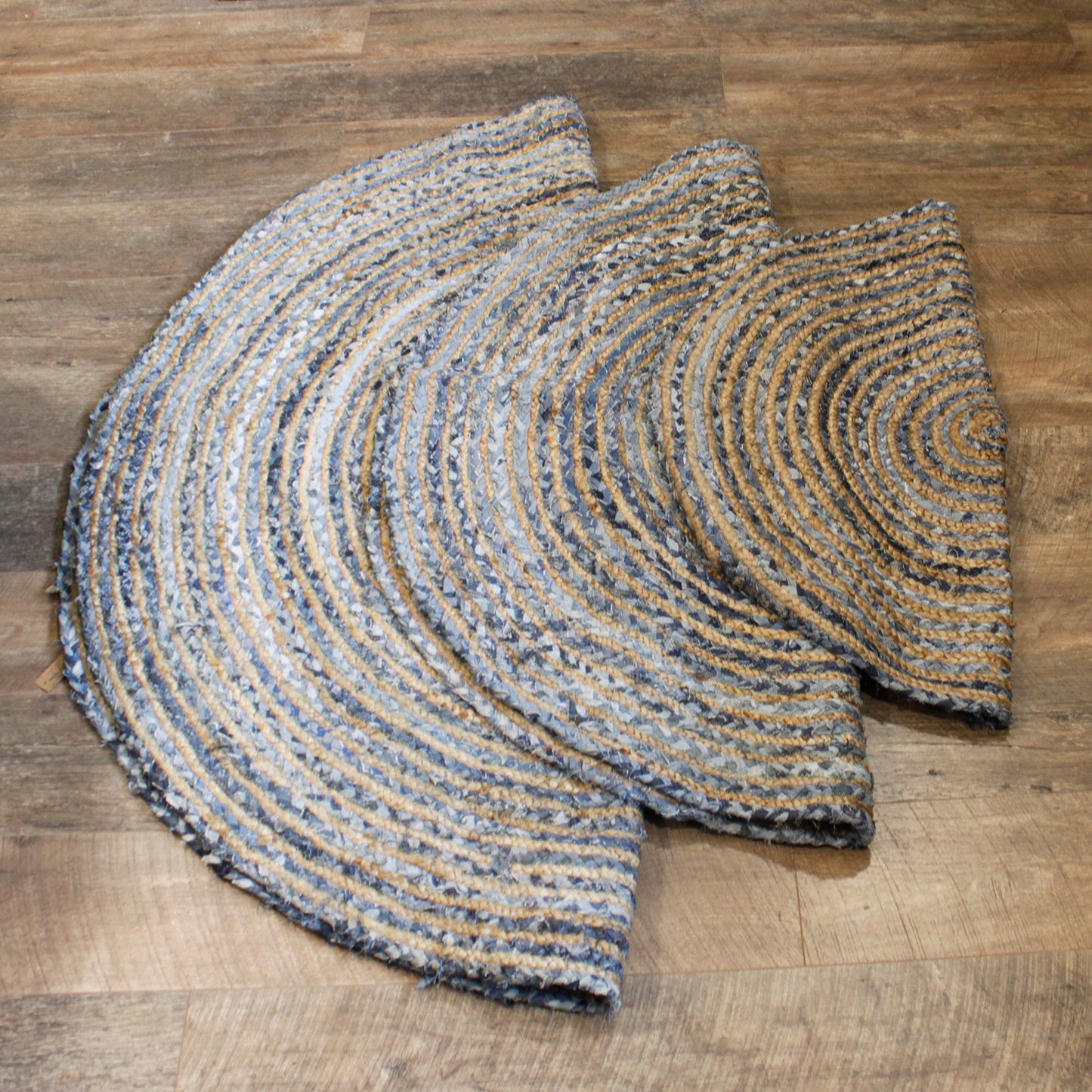 Round Jute and Recycle Denim Rug- 90 cm