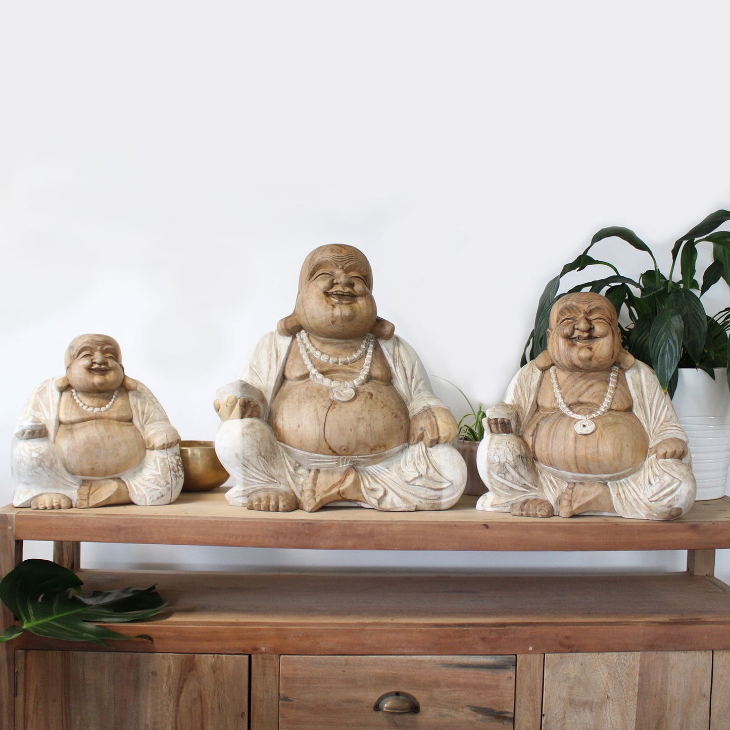 Happy Buddha - Whitewash 40cm