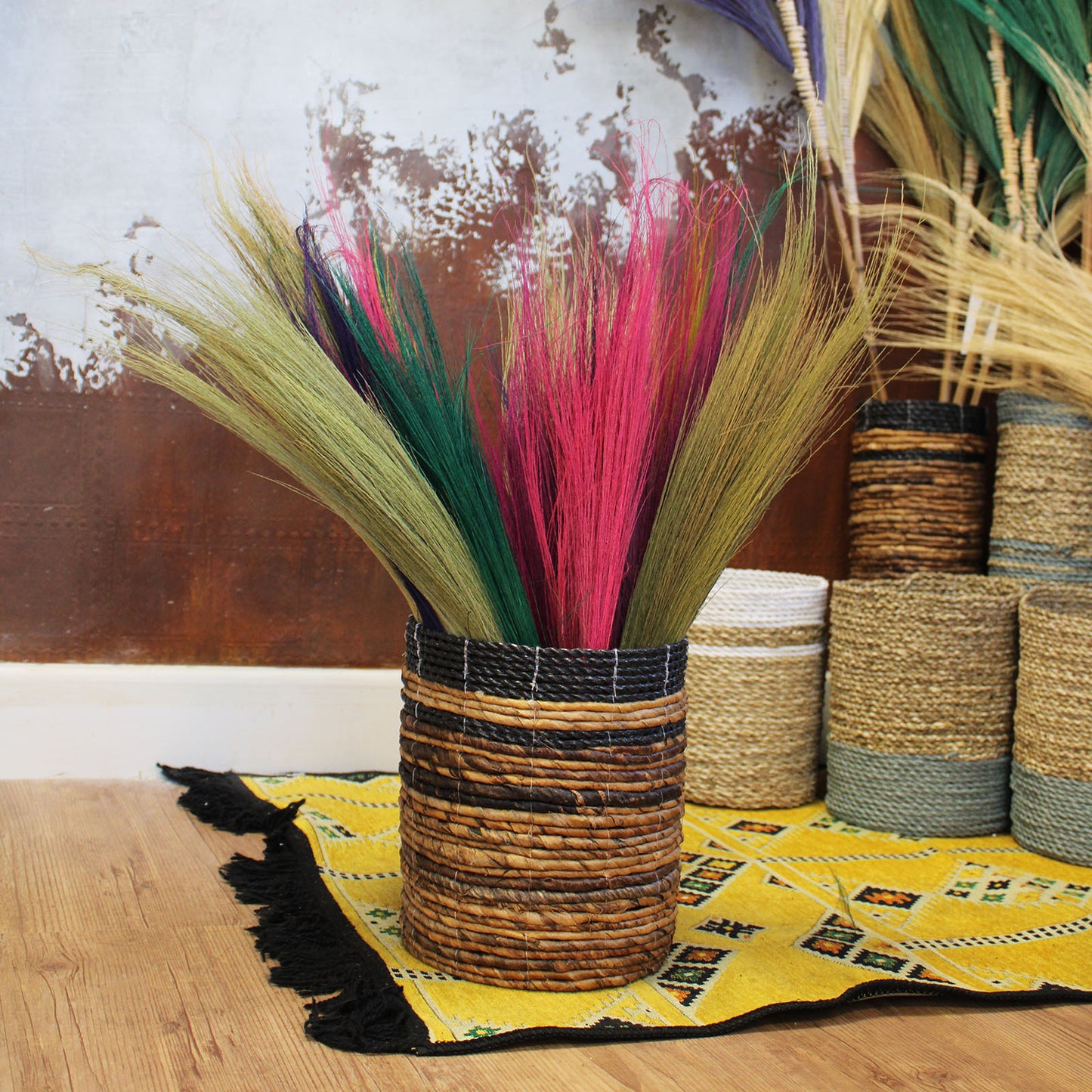 Set 4 - Pampas Long Broom - Vivid colours