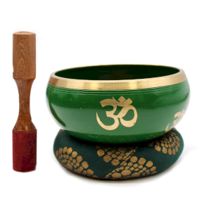 Lrg Tree of Life Singing Bowl Set- Green 14cm