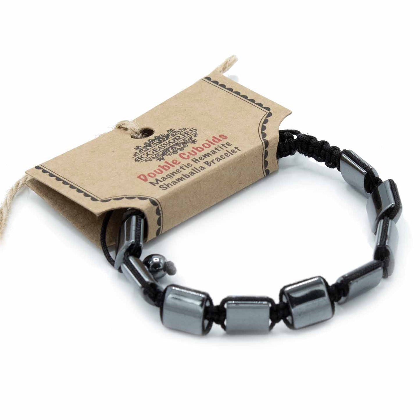 Magnetic Hematite Shamballa Bracelet -  Double Cuboids