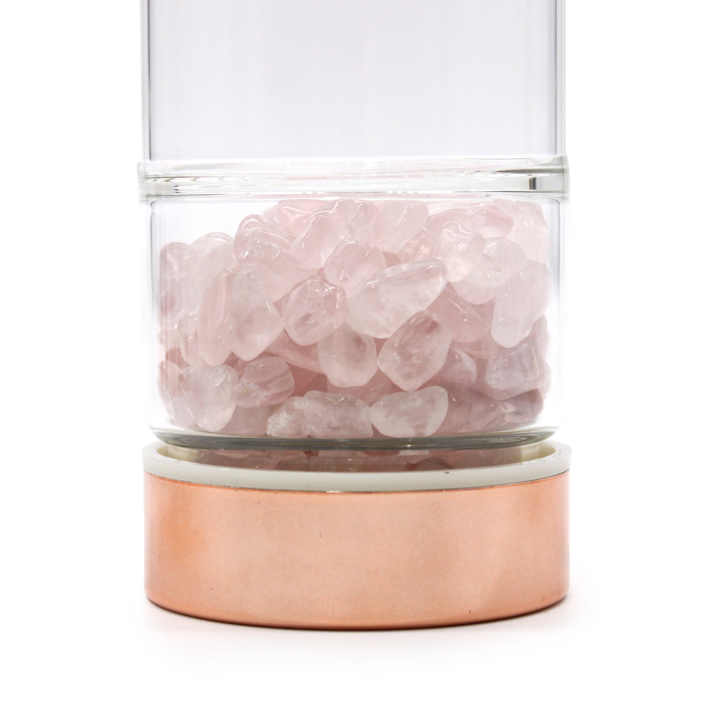 Crystal Glass Tea Infuser Bottle - Rose Gold - Rose Quartz