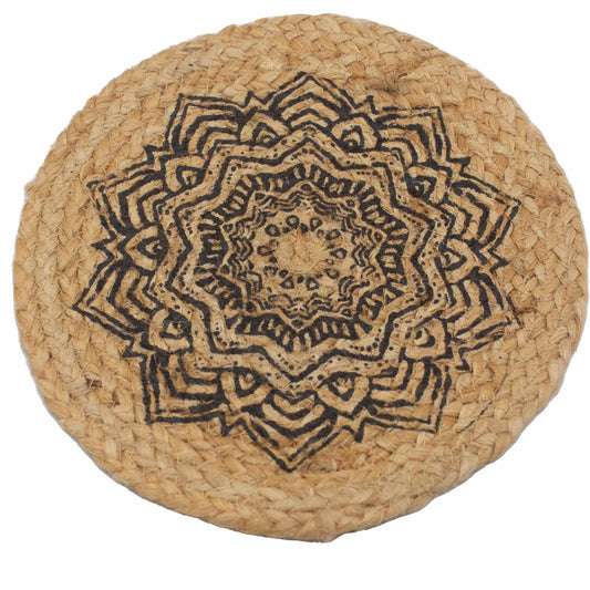 Natural Place Mat - Jute  30cm - Mandala Print