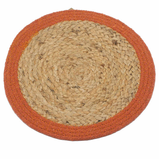 Natural Place Mat - Jute & Cotton 30cm - Clay Border