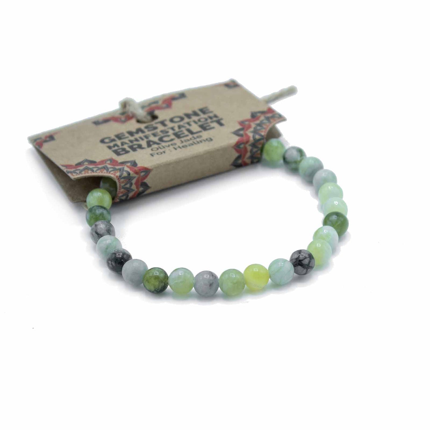 Gemstone Manifestation Bracelet - Olive Jade - Healing