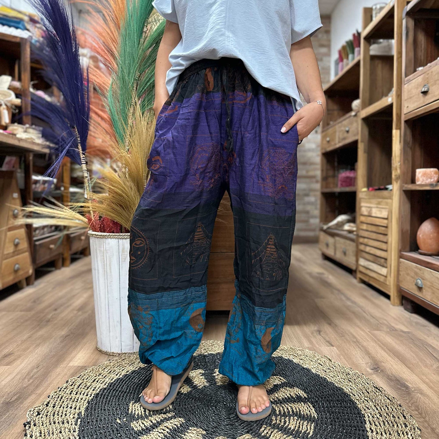 Yoga and Festival Pants - High Cross Himalayan Print on Purple
