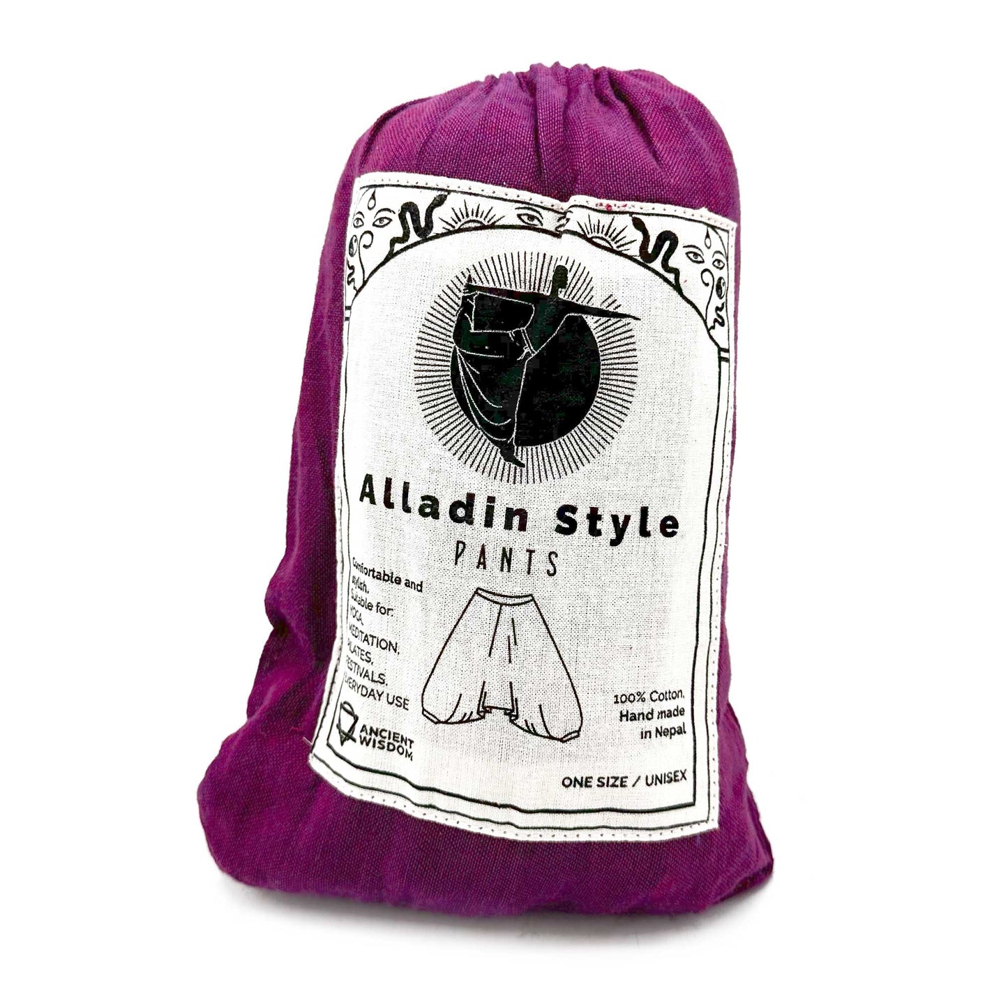 Yoga and Festival Pants - Aladdin Himalayan Print on Purple