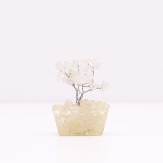 Mini Gemstone Tree On Orgonite Base - Rock Quartz (15 stones)