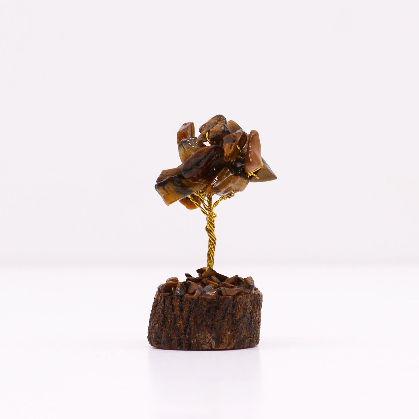 Mini Gemstone Tree On Wood Base - Tigereye (15 stones)