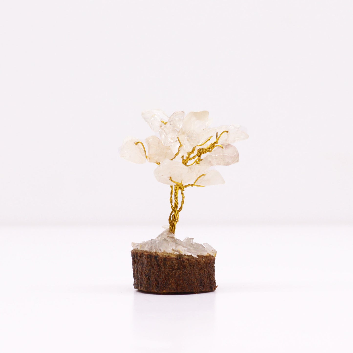 Mini Gemstone Tree On Wood Base - Rock Quartz (15 stones)