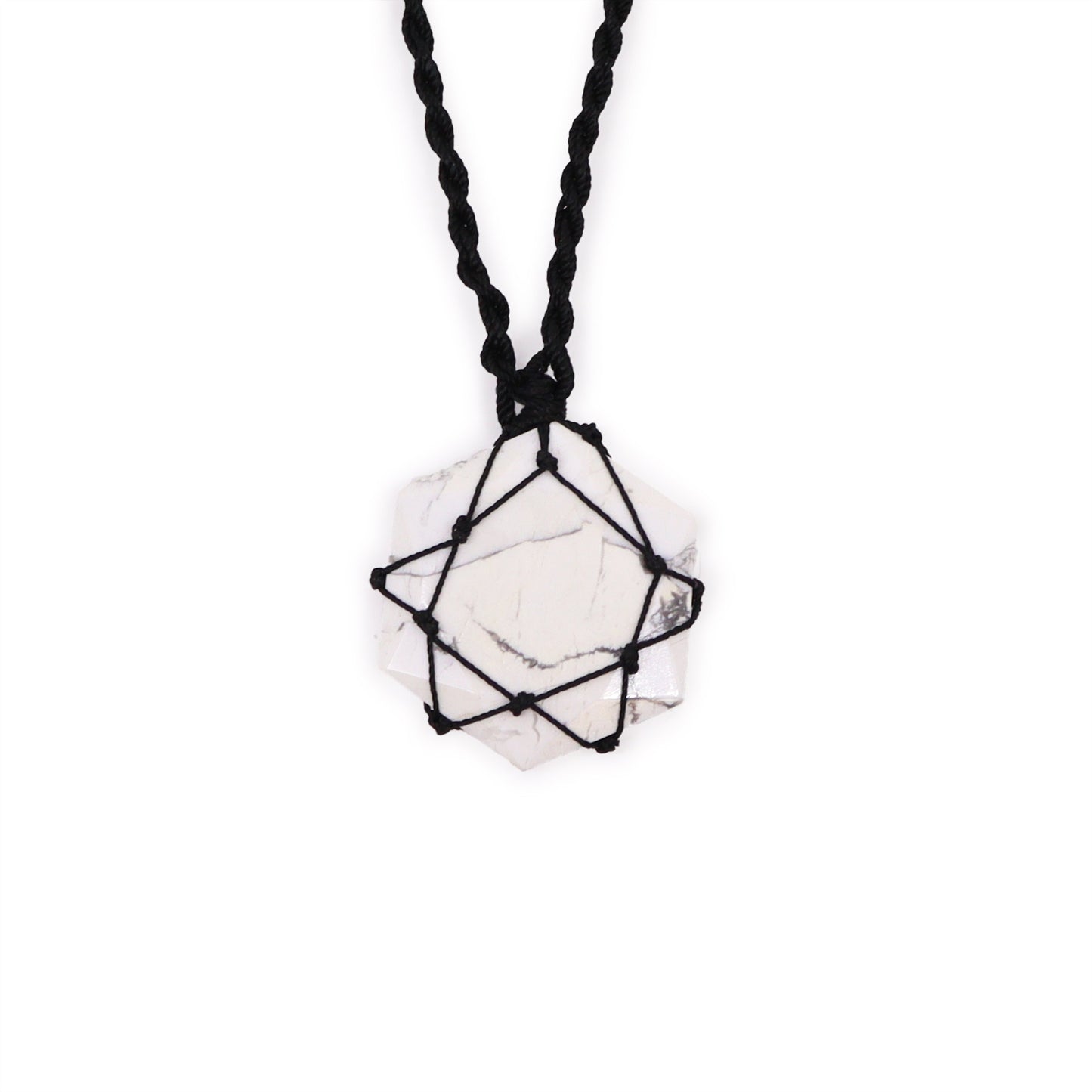 Laced Gemstone Hexagon Pendant - White Howlite